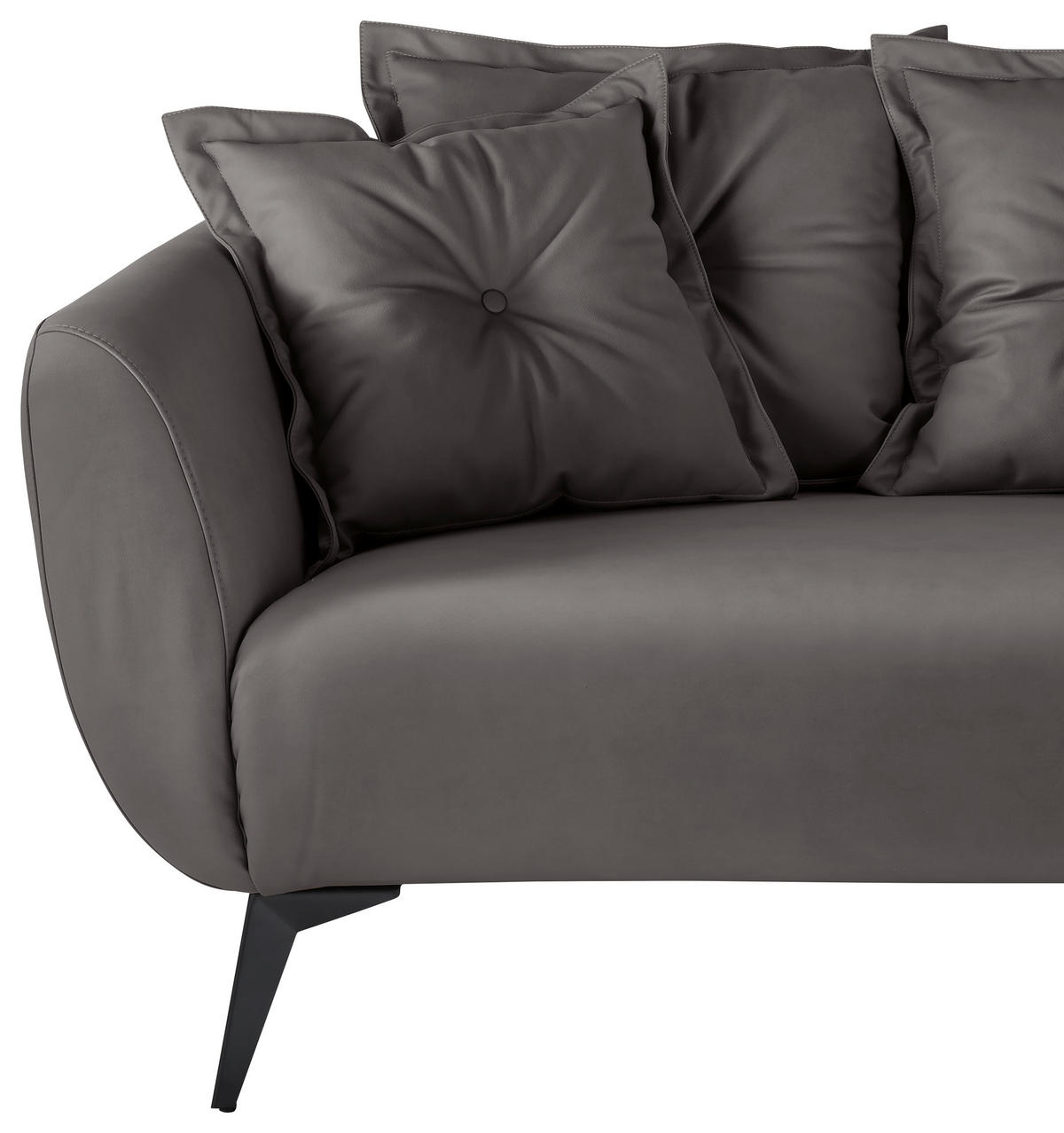 2,5-SITZER in Lederlook Anthrazit  - Anthrazit/Schwarz, Modern, Textil/Metall (196/94/103cm) - Livetastic