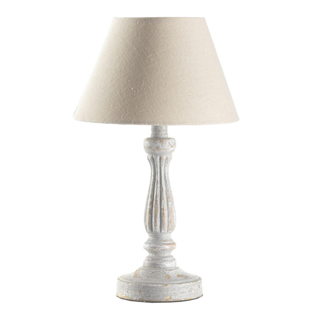 TISCHLEUCHTE 058 RAFFY 20/35 cm  - Weiß Hochglanz/Weiß, KONVENTIONELL, Holz/Kunststoff (20/35cm)