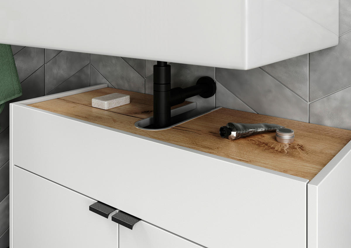 WASCHBECKENUNTERSCHRANK 80/60/34 cm  - Eichefarben/Schwarz, MODERN, Holzwerkstoff/Kunststoff (80/60/34cm) - Germania