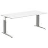 SCHREIBTISCH 180/80/70-82 cm  in Weiss, Alufarben  - Weiss/Alufarben, Konventionell, Holzwerkstoff/Metall (180/80/70-82cm) - Moderano