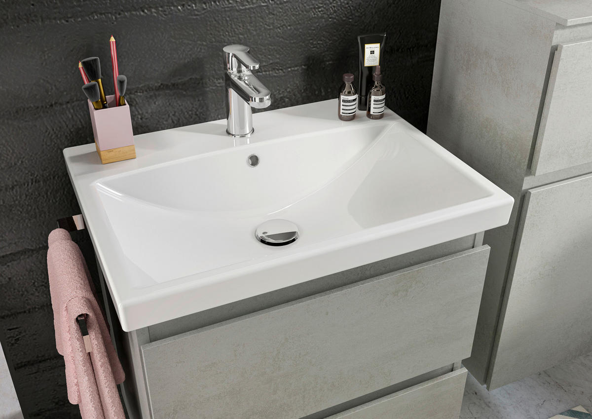 BADEZIMMER  in 60 cm  - Hellgrau/Weiß, KONVENTIONELL, Keramik/Holzwerkstoff (60cm) - Sadena