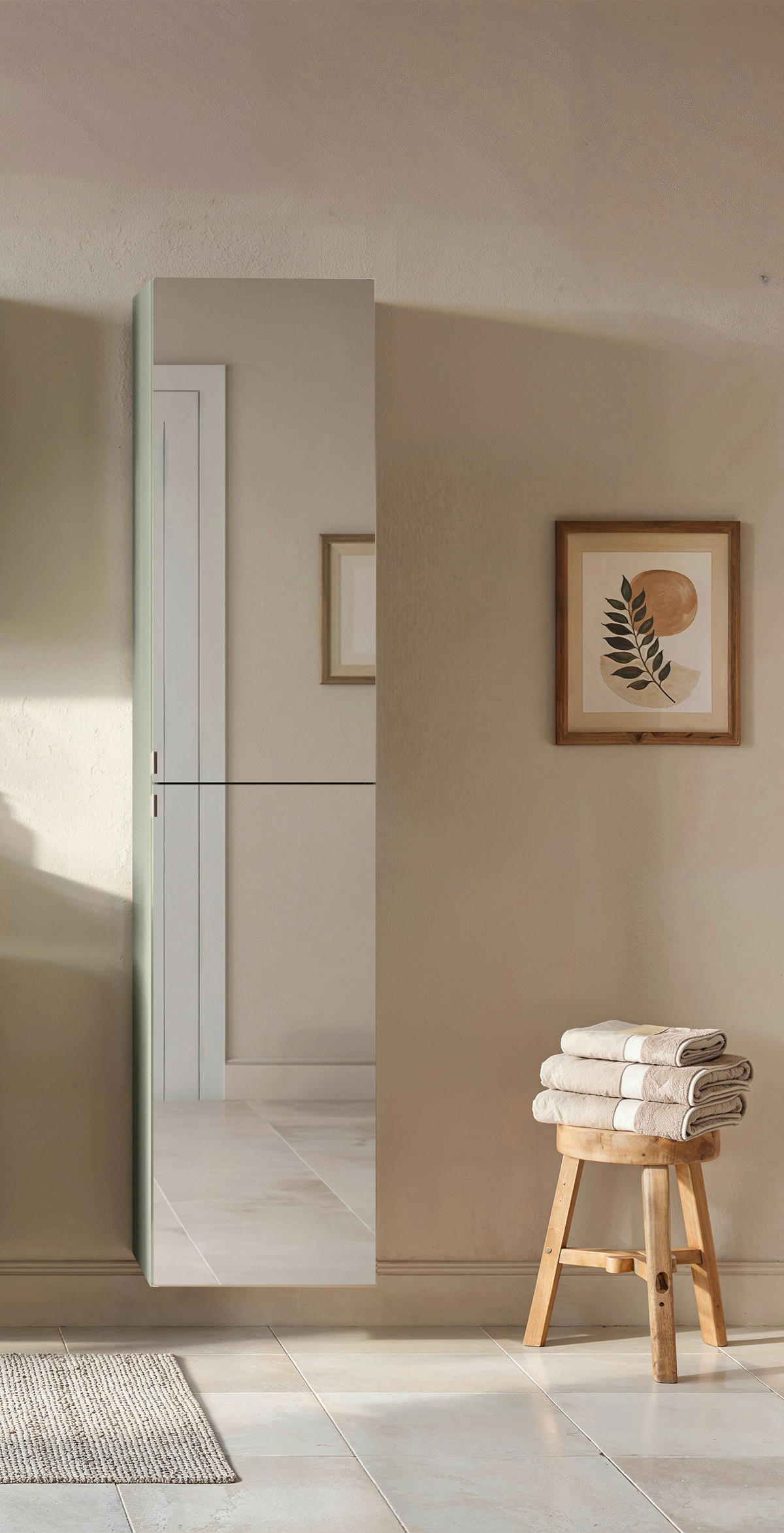 SPIEGELSCHRANK 40/180/35 cm  - Schilfgrün/Wildeiche, Trend, Holzwerkstoff/Metall (40/180/35cm) - Held