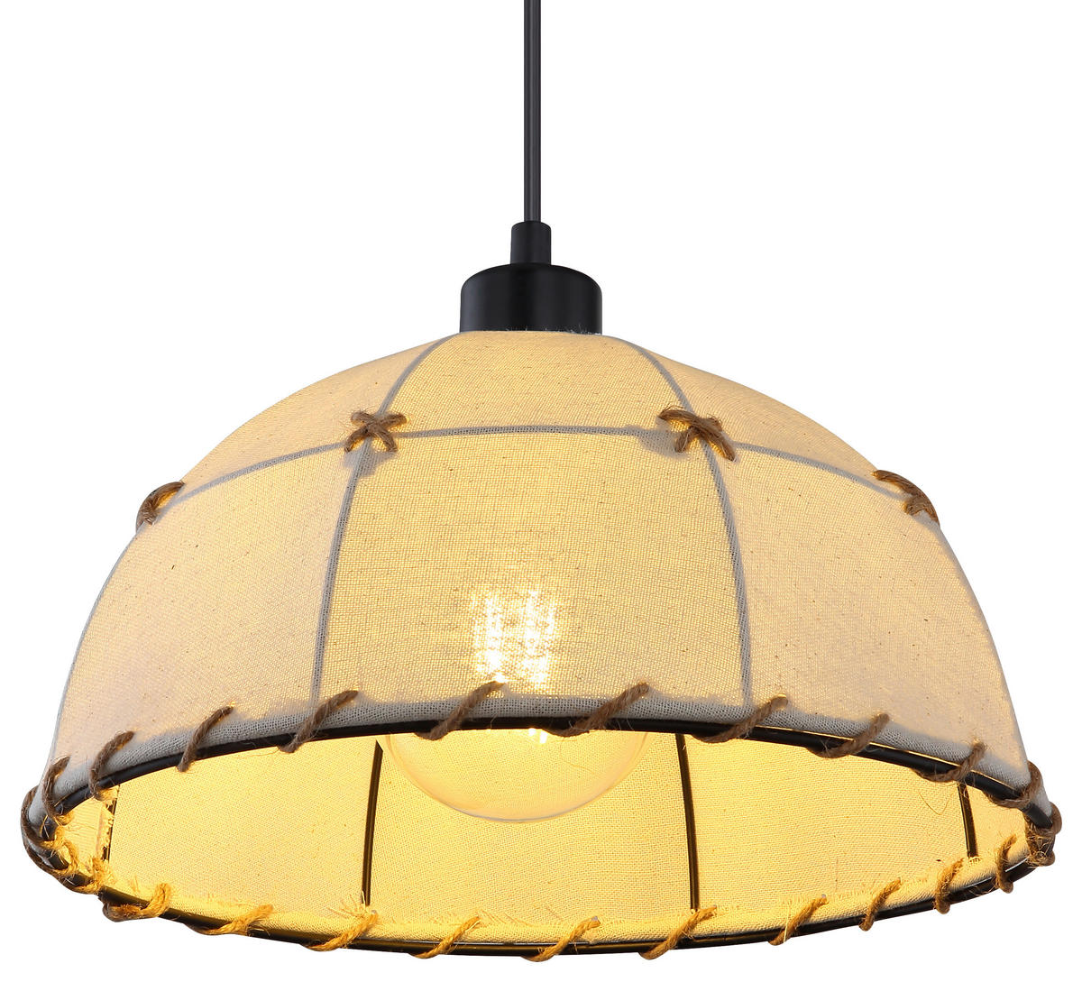 HÄNGLAMPA Rex 30/120 cm  - beige/svart, Natur, metall/textil (30/120cm) - Globo