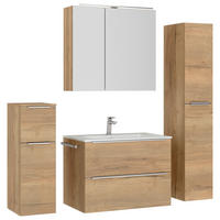 BADEZIMMER 5-teilig  in 141 cm  - Edelstahlfarben/Eichefarben, MODERN, Holzwerkstoff/Stein (141cm) - Nobilia