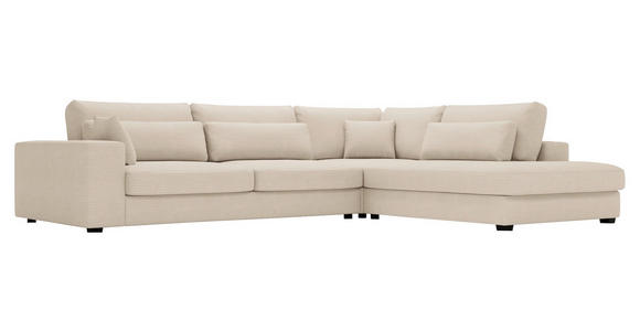 ECKSOFA Creme Cord - Creme/Schwarz, KONVENTIONELL, Kunststoff/Textil (314/250cm) - Carryhome