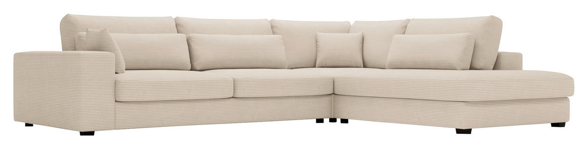 ECKSOFA in Cord Creme  - Creme/Schwarz, Konventionell, Kunststoff/Textil (314/250cm) - Carryhome