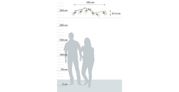 Strahler Evelin 6-Flammig verstellbar L: 105 cm - MODERN, Metall (105/21,5cm) - Luca Bessoni