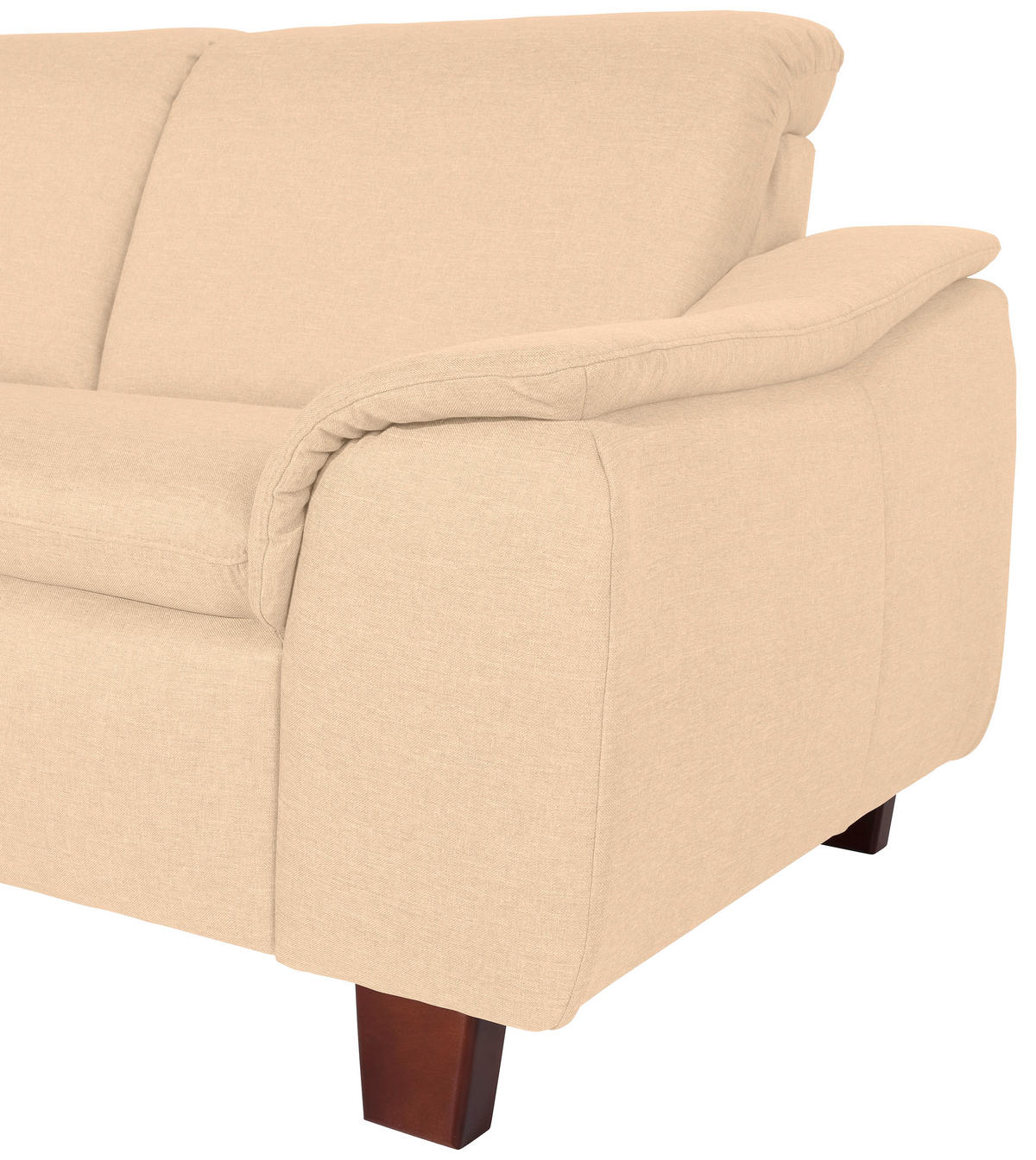 ECKSOFA in Flachgewebe Beige  - Beige/Nussbaumfarben, Design, Holz/Textil (247/82/187cm) - Max Winzer