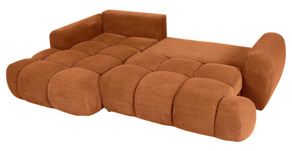 ECKSOFA in Flachgewebe Rostfarben - Rostfarben/Schwarz, KONVENTIONELL, Kunststoff/Textil (174/274cm) - Carryhome