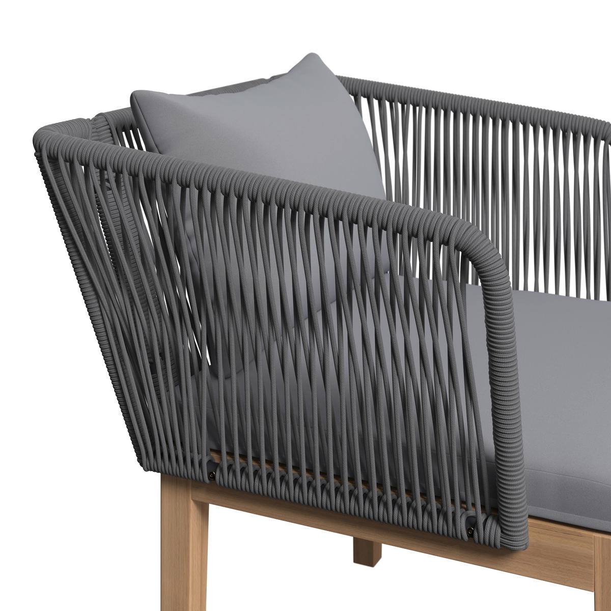 LOUNGEGARNITUR   160/74/84 cm  - Akaziefarben/Grau, Modern, Holz/Kunststoff (160/74/84cm) - Ambia Garden