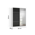 SCHWEBETÜRENSCHRANK 201/223/68 cm 2-türig Grau, Schwarz  - Schwarz/Alufarben, KONVENTIONELL, Glas/Holzwerkstoff (201/223/68cm) - Novel