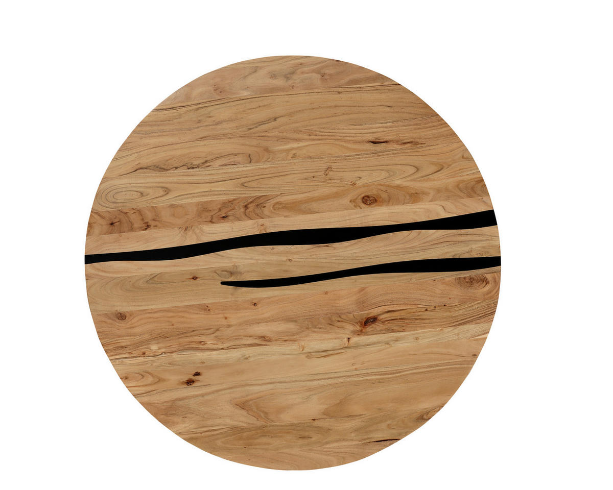 ESSTISCH 130/76/130 cm Echtholz  Holz gastro- und objekttauglich rund Schwarz, Akaziefarben  - Schwarz/Akaziefarben, Modern, Holz (130/76/130cm) - Lomoco