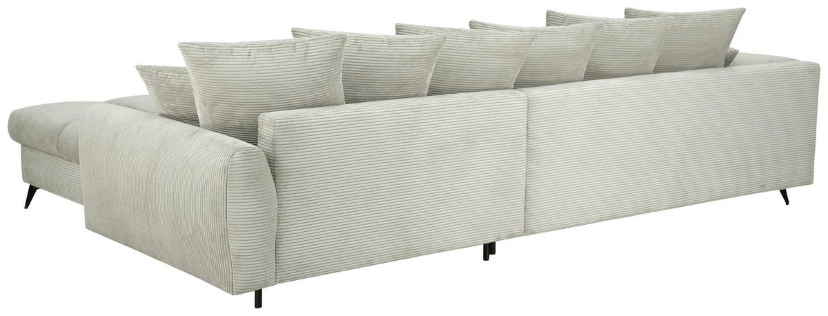 ECKSOFA Elfenbein Cord Rückenkissen, Armlehnenkissen, Rücken echt  - Elfenbein/Schwarz, KONVENTIONELL, Textil/Metall (332/231cm) - Carryhome