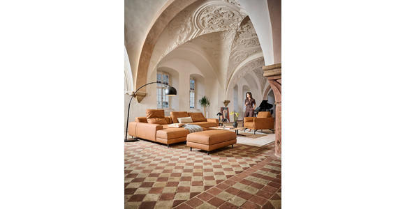 ECKSOFA  in Echtleder Hellbraun  225/355 cm  - Hellbraun/Anthrazit, Design, Leder/Metall (225/355cm) - Johann Jakob