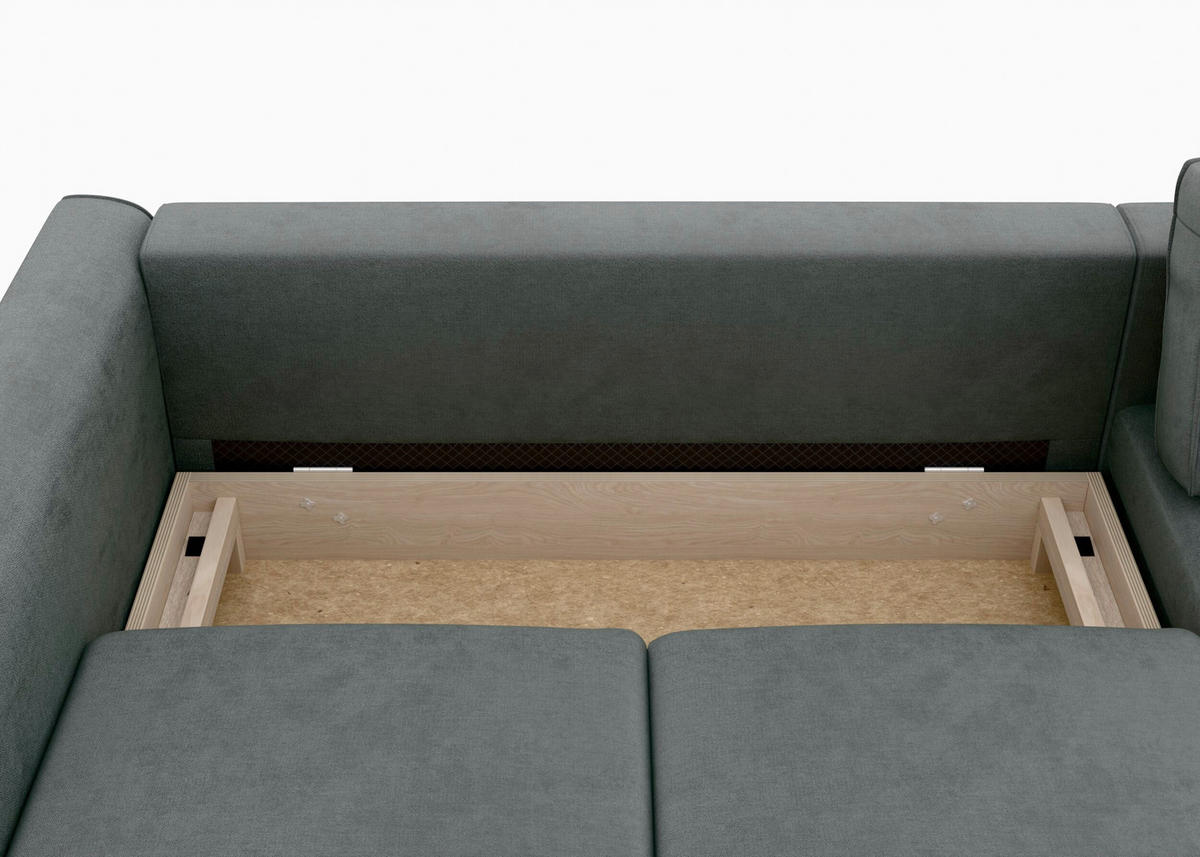 ECKSCHLAFSOFA  mit Bettkasten erhältlich, Sitzqualitäten, Schlafen auf Sitzhöhe, Bettfunktion erhältlich, Rücken echt, Armteil links, Armteil rechts Struktur Anthrazit  - Anthrazit/Schwarz, MODERN, Textil/Metall (232/161cm) - Trendmanufaktur