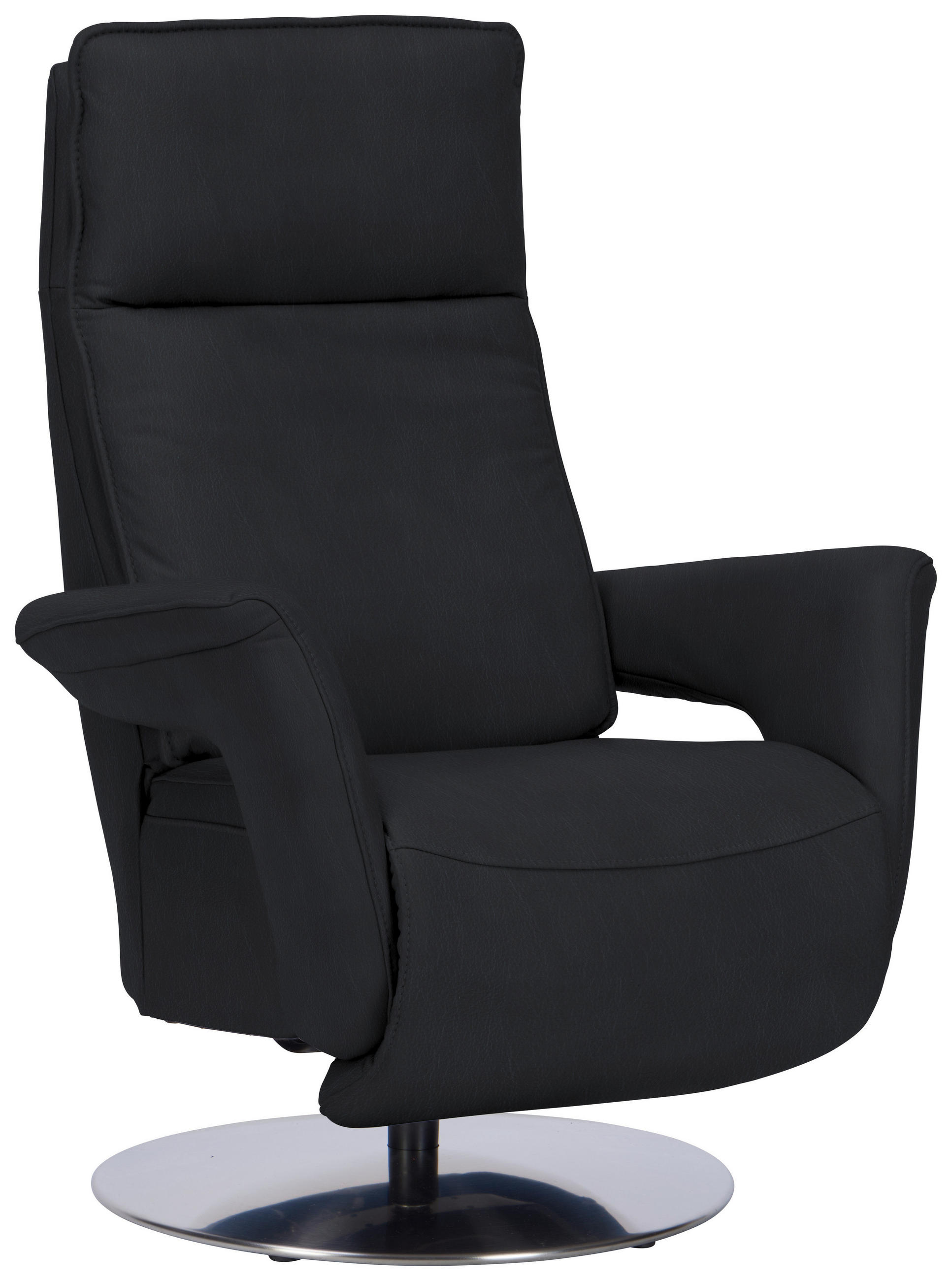 RELAXSESSEL in Leder Anthrazit  - Edelstahlfarben/Anthrazit, Design, Leder/Metall (83/112/87-174cm) - Valdera
