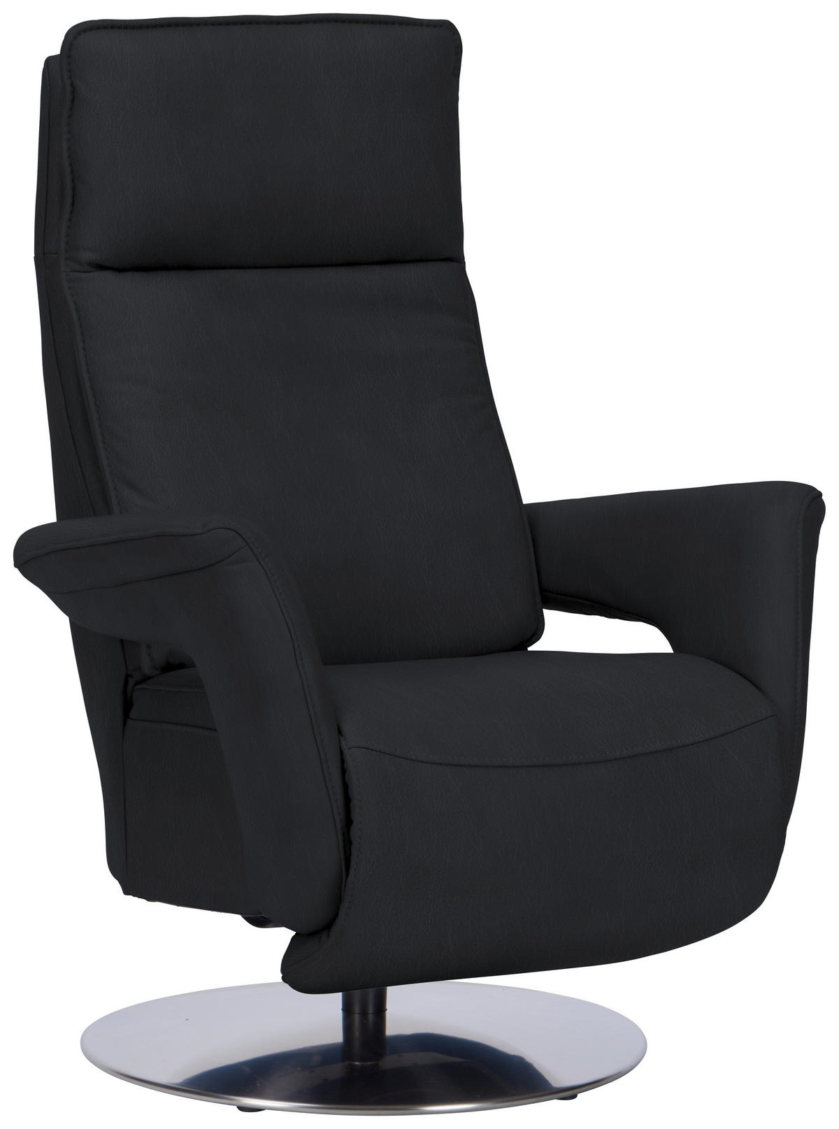 RELAXSESSEL in Leder Anthrazit  - Edelstahlfarben/Anthrazit, Design, Leder/Metall (83/112/87-174cm) - Valdera