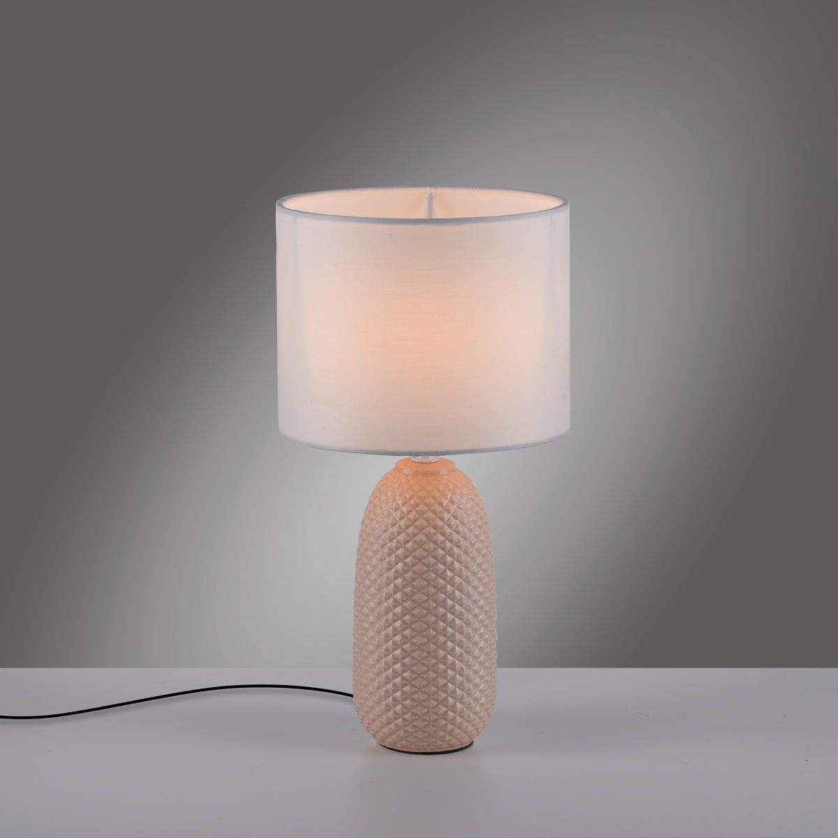 TISCHLEUCHTE PINE 20/20/38 cm  - Sandfarben/Weiß, Design, Glas/Kunststoff (20/20/38cm)