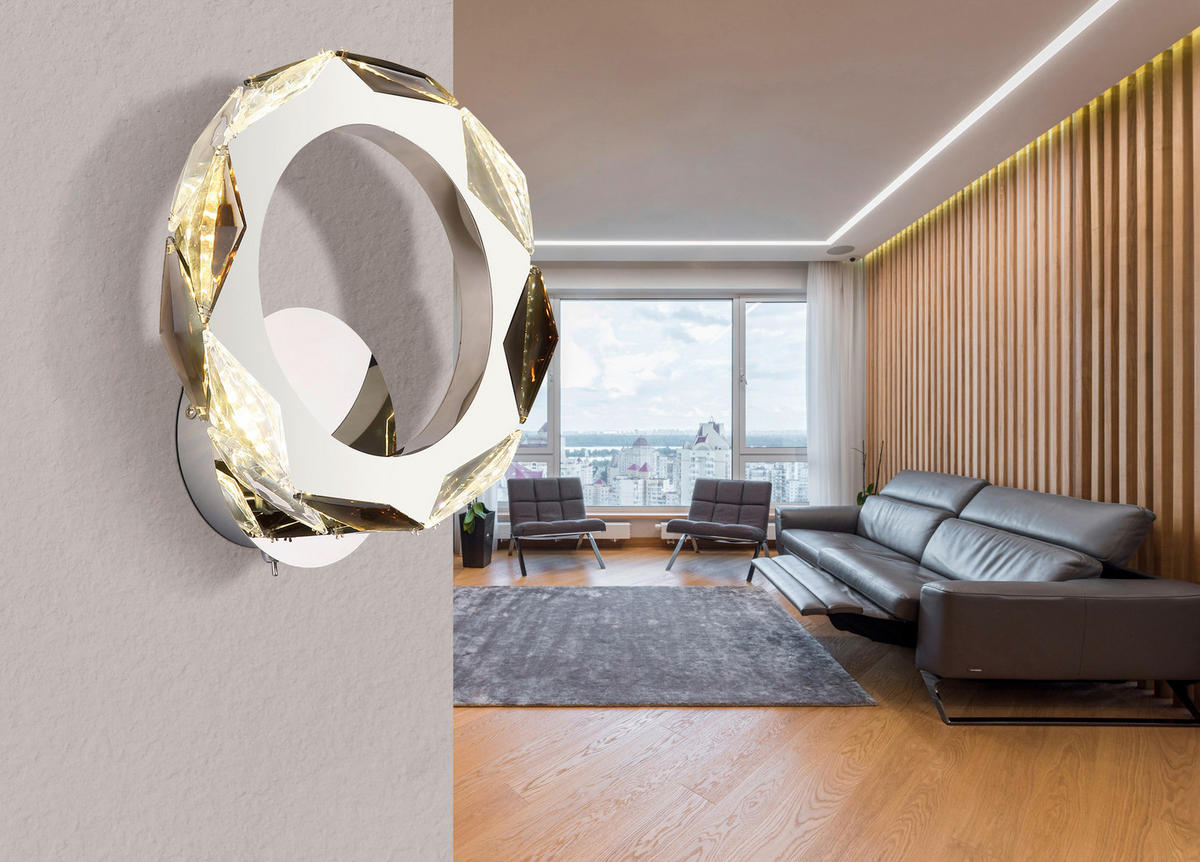 LED VÄGGLAMPA 24/25,5/10 cm   - klar/kromfärg, Design, metall/glas (24/25,5/10cm) - Globo