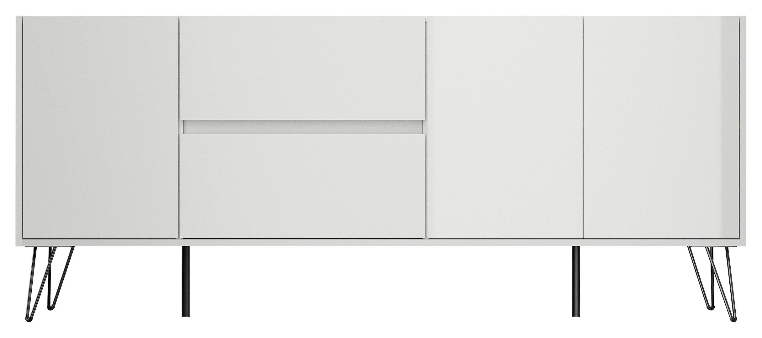 SIDEBOARD Posseik Industrial  in 177/75,8/42 cm  - Weiß Hochglanz/Schwarz, Design, Holzwerkstoff/Metall (177/75,8/42cm) - P & B