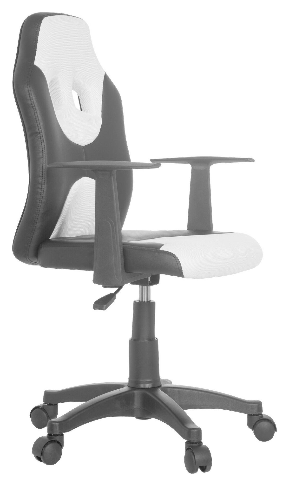 JUGENDDREHSTUHL Schwarz, Weiß  - Schwarz/Weiß, Basics, Kunststoff (54/90-100/48cm) - MID.YOU