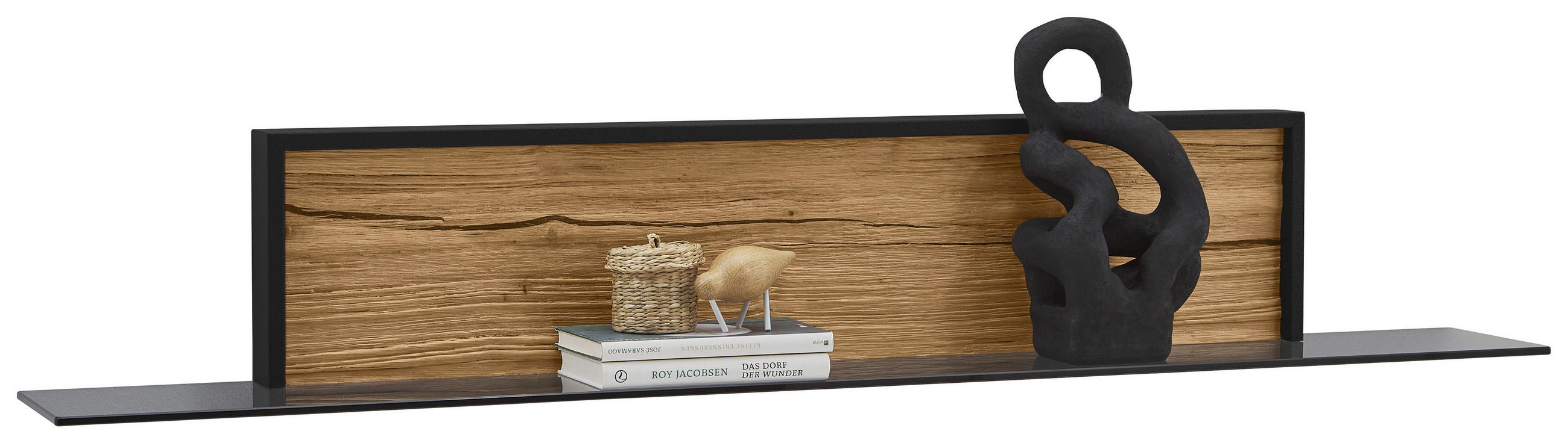 WANDBOARD  139/22,3/18 cm  - Eichefarben/Graphitfarben, Natur, Glas/Holz (139/22,3/18cm) - Valdera