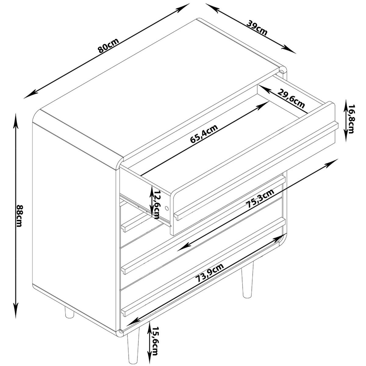 KOMMODE Chantal  in 80/88/39 cm  - Schwarz/Grau, Design, Holzwerkstoff (80/88/39cm) - MID.YOU