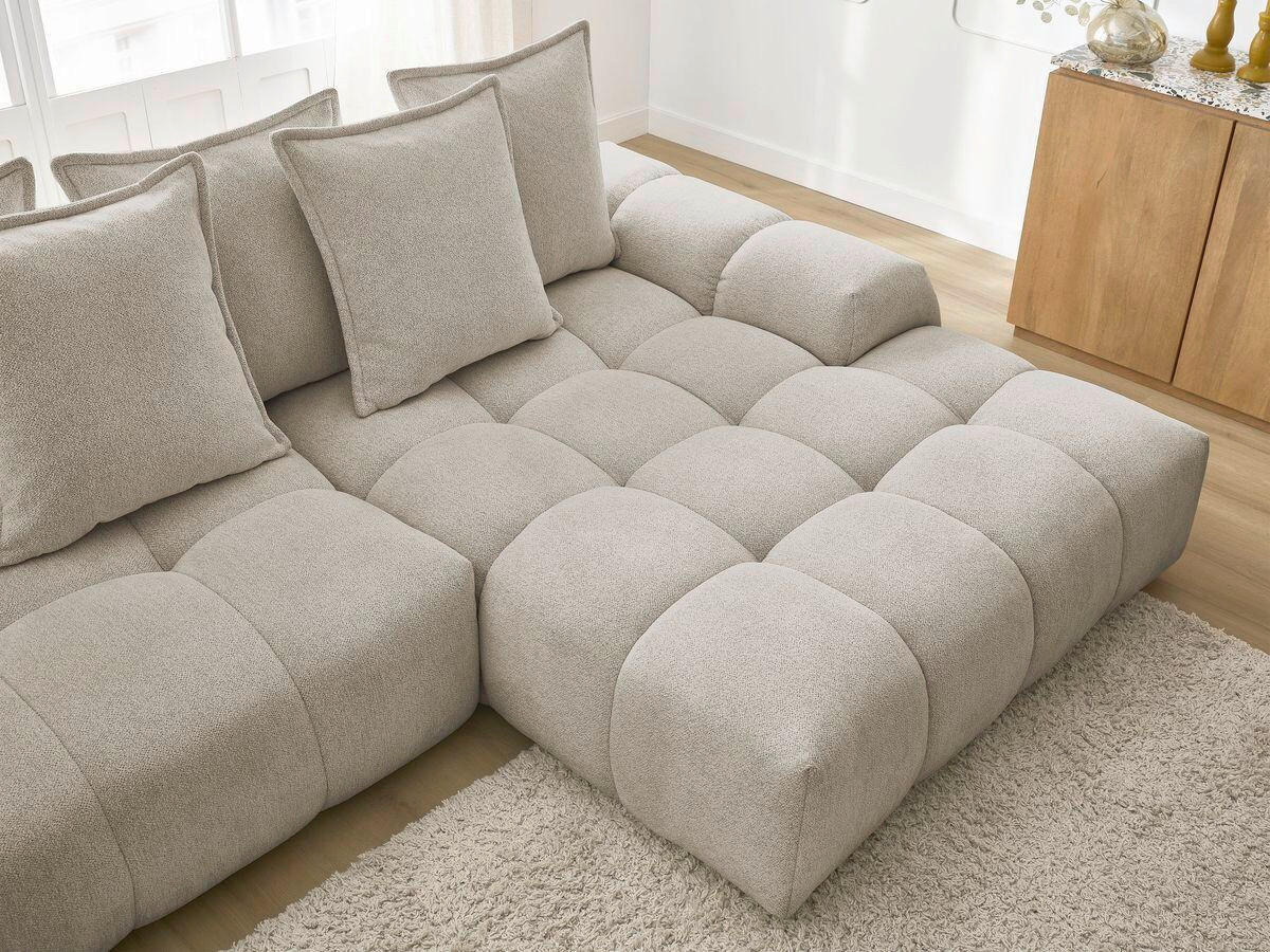 ECKSCHLAFSOFA EVEREST  mit Rücken echt, Armteil links, Armteil rechts Flachgewebe Taupe  - Taupe/Schwarz, MODERN, Kunststoff/Textil (318/180cm) - Livetastic