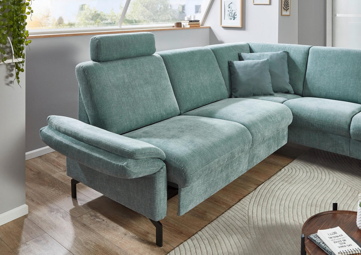 ECKSOFA in Chenille Blau  241/190 cm  - Blau/Schwarz, KONVENTIONELL, Textil/Metall (241/190cm) - Beldomo Comfort
