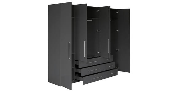 DREHTÜRENSCHRANK in Anthrazit, Anthrazit Hochglanz - Anthrazit/Anthrazit Hochglanz, KONVENTIONELL, Holzwerkstoff/Metall (244/218,6/59,4cm) - Xora