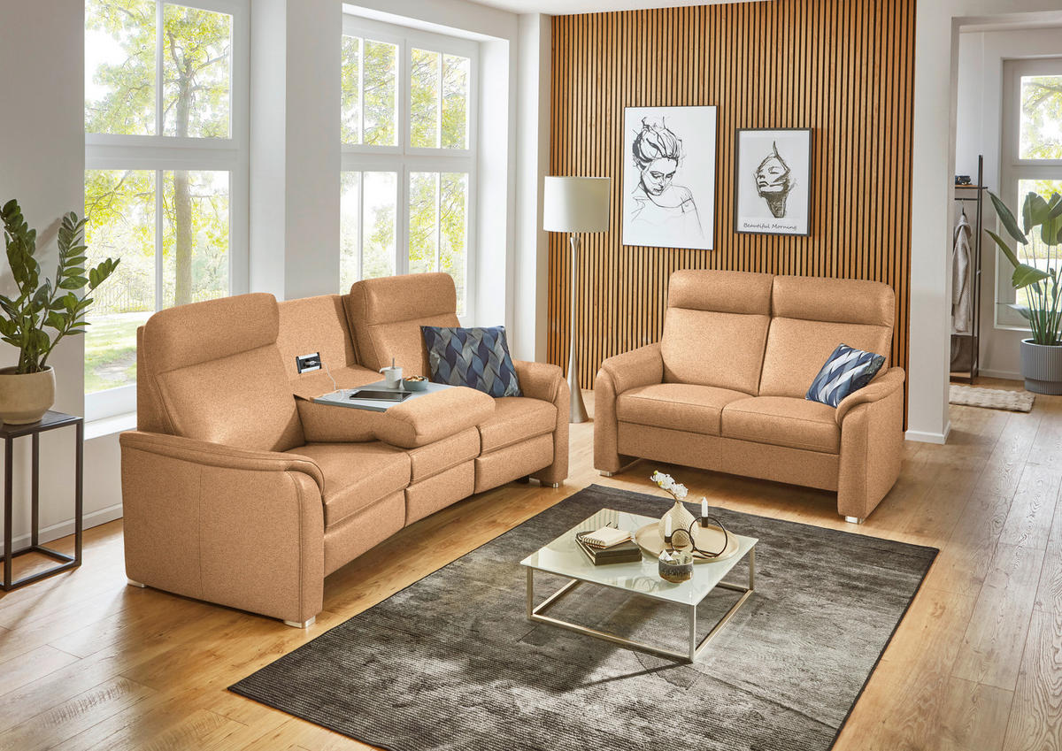 TRAPEZSOFA Flachgewebe Gelb  - Gelb/Alufarben, Konventionell, Textil/Metall (218/107/103cm) - Beldomo Comfort