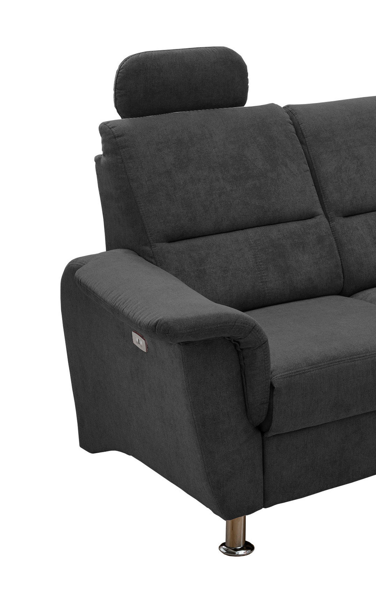 ECKSOFA Schwarz Mikrofaser  - Chromfarben/Schwarz, KONVENTIONELL, Textil/Metall (231/184cm) - Livetastic
