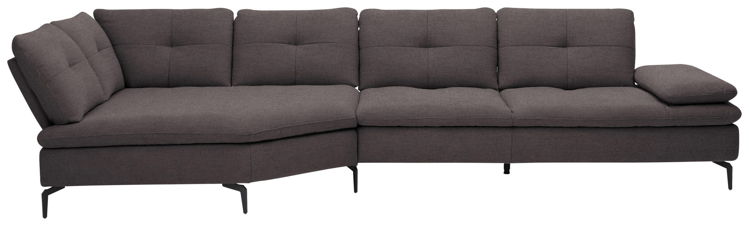 ECKSOFA in Flachgewebe Graphitfarben  157/344 cm  - Schwarz/Graphitfarben, Design, Textil/Metall (157/344cm) - Chilliano