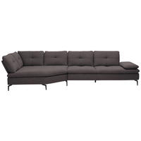 ECKSOFA in Flachgewebe Graphitfarben  - Schwarz/Graphitfarben, Design, Textil/Metall (157/344cm) - Chilliano