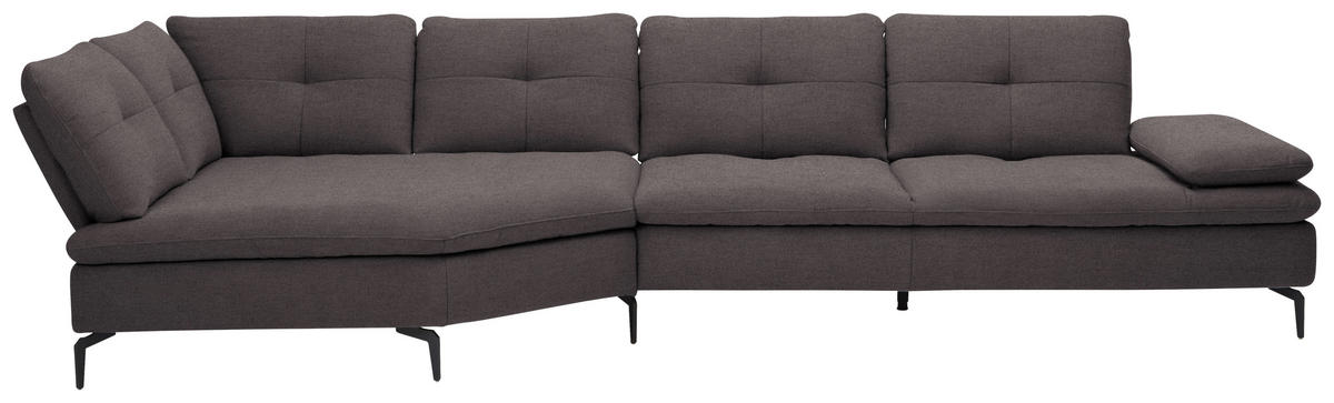 ECKSOFA in Flachgewebe Graphitfarben  - Schwarz/Graphitfarben, Design, Textil/Metall (157/344cm) - Chilliano