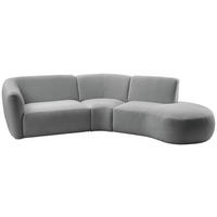 ECKSOFA in Mikrofaser Silberfarben  - Silberfarben/Schwarz, Modern, Kunststoff/Textil (276/182cm) - Livetastic