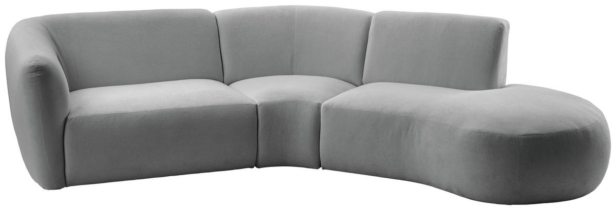 ECKSOFA in Mikrofaser Silberfarben  - Silberfarben/Schwarz, Modern, Kunststoff/Textil (276/182cm) - Livetastic