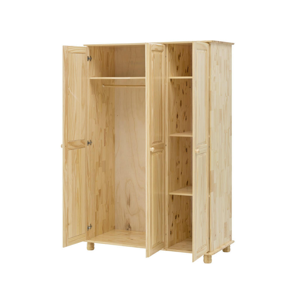 Thumbnail - Livetastic Kleiderschrank, Natur, Holz, Kiefer, massiv, 4 Fächer, 120x178x52 cm, Schlafzimmer, Kleiderschränke, Drehtüre...