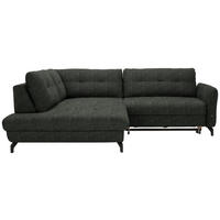 ECKSOFA in Flachgewebe, Leinenoptik Dunkelgrün  208/247 cm  - Dunkelgrün/Schwarz, Design, Textil/Metall (208/247cm) - Xora
