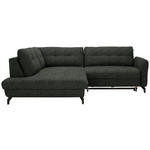 ECKSOFA in Flachgewebe, Leinenoptik Dunkelgrün  208/247 cm  - Dunkelgrün/Schwarz, Design, Textil/Metall (208/247cm) - Xora