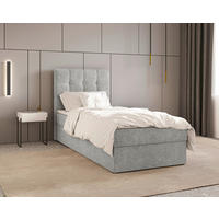 BOXBETT 90/200 cm,  in Grau, Bettkasten, Topper,  - Schwarz/Grau, MODERN, Holz/Kunststoff (90/200cm) - MID.YOU