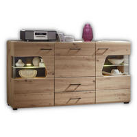 TÁLALÓSZEKRÉNY 170/94/42 cm  - fekete/tölgyfa, Design, műanyag/faalapú anyag (170/94/42cm) - Livetastic