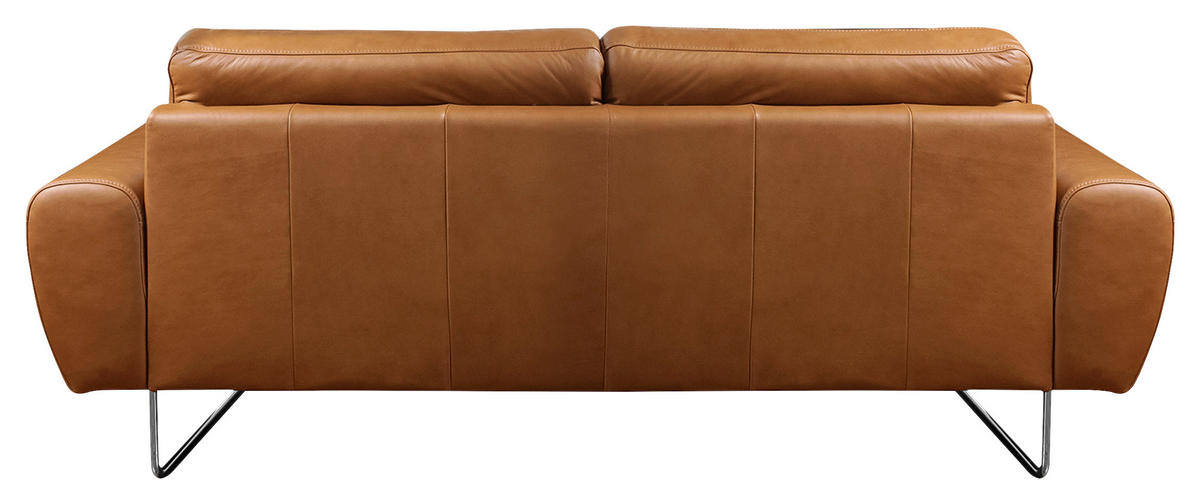 3-SITZER-SOFA in Leder Cognac  - Chromfarben/Cognac, Design, Leder/Metall (207/85/92cm) - Livetastic