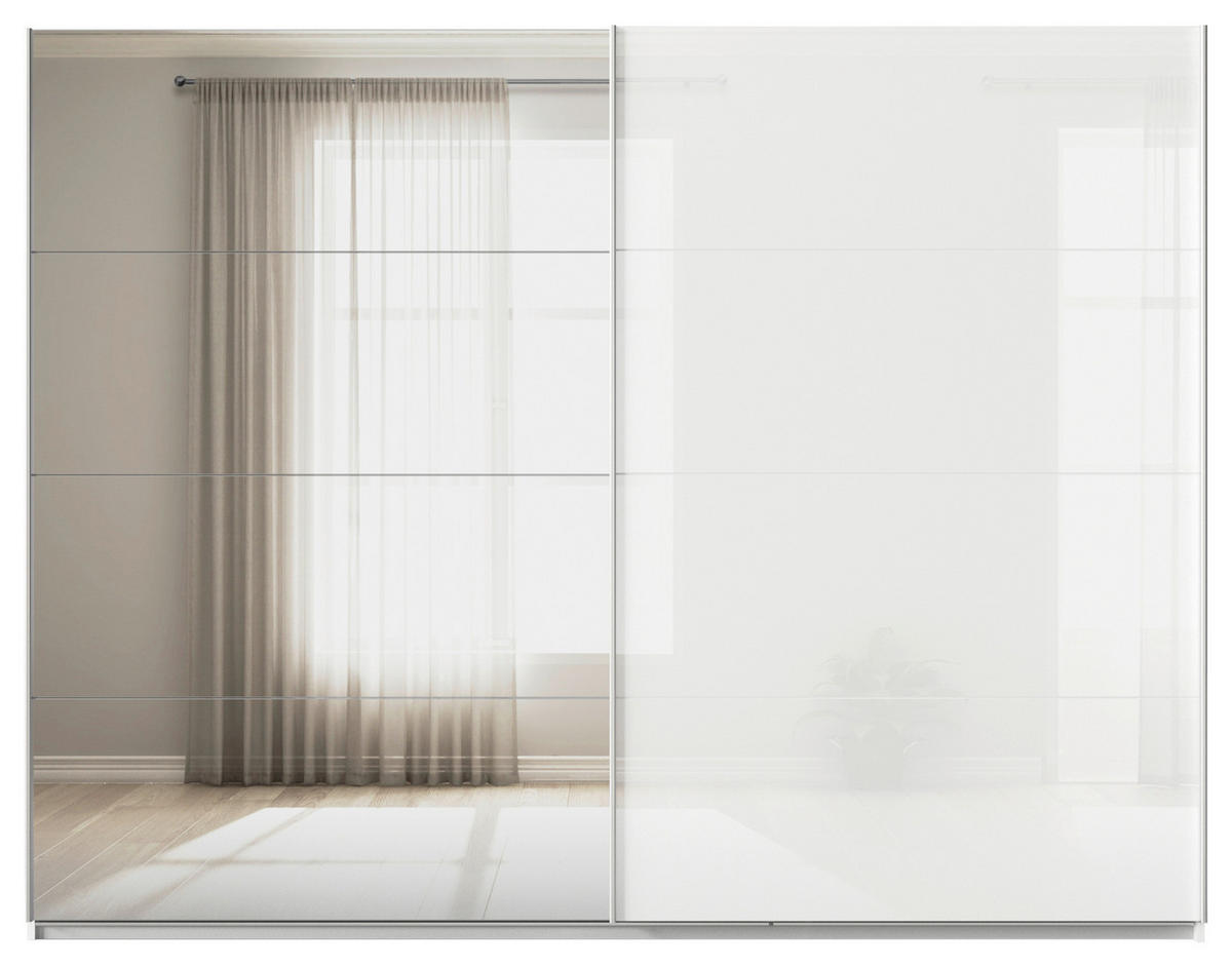 SCHWEBETÜRENSCHRANK  in Weiß  - Alufarben/Weiß, KONVENTIONELL, Glas/Holzwerkstoff (271/210/62cm) - Xora