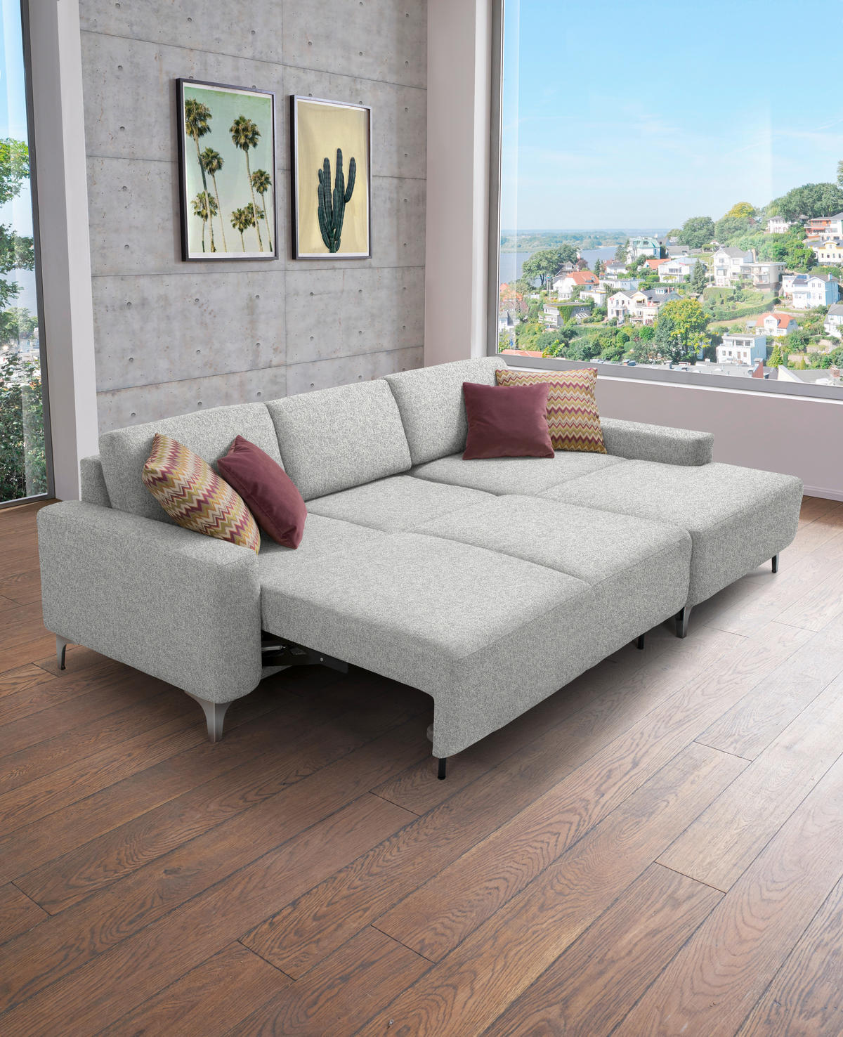 ECKSOFA  in Mikrovelours Naturfarben  248/160 cm  - Alufarben/Naturfarben, Design, Textil/Metall (248/160cm) - Sedda