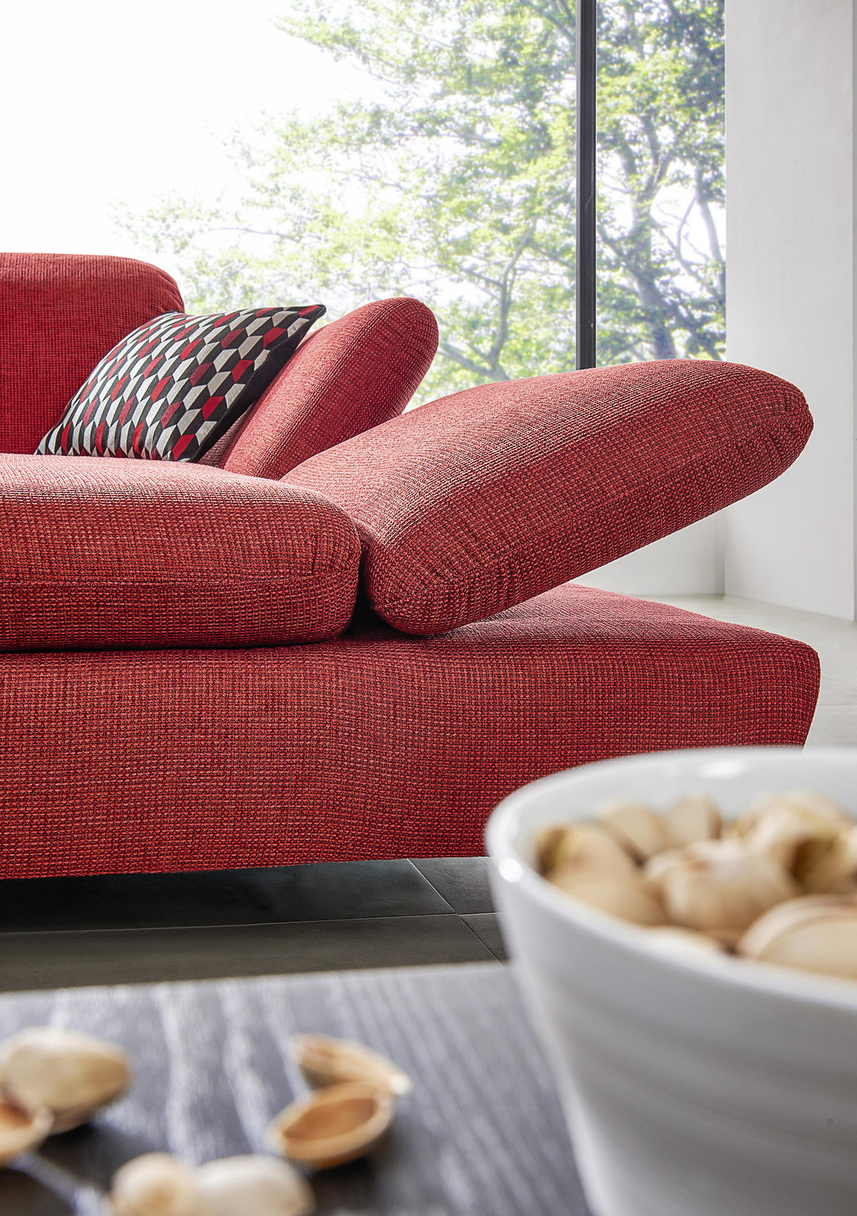 ECKSOFA in Chenille, Flachgewebe Grau  - Chromfarben/Grau, Design, Textil/Metall (200/315cm) - Chilliano