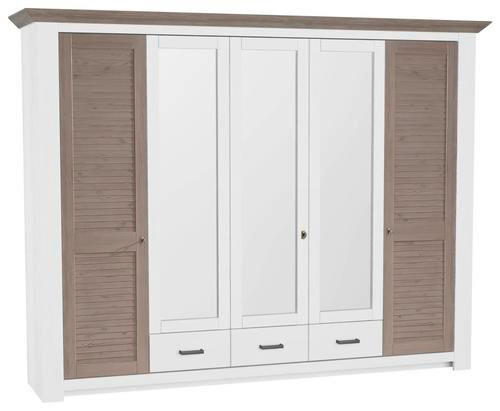 DREHTÜRENSCHRANK  in Weiß, Taupe  - Taupe/Silberfarben, LIFESTYLE, Holz/Holzwerkstoff (284/217/64cm) - Landscape