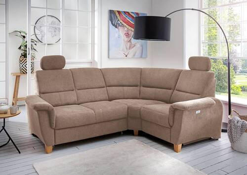 ECKSOFA in Struktur Hellbraun  - Wildeiche/Hellbraun, Konventionell, Holz/Textil (237/186cm) - Livetastic