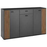 KOMODA, antracit, barve hrasta  - črna/barve hrasta, Design, kovina/umetna masa (139/86/38cm) - Xora