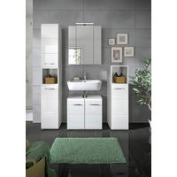 BADEZIMMER 4-teilig  in 120 cm  - Weiß Hochglanz/Silberfarben, MODERN, Holzwerkstoff/Kunststoff (120cm) - MID.YOU